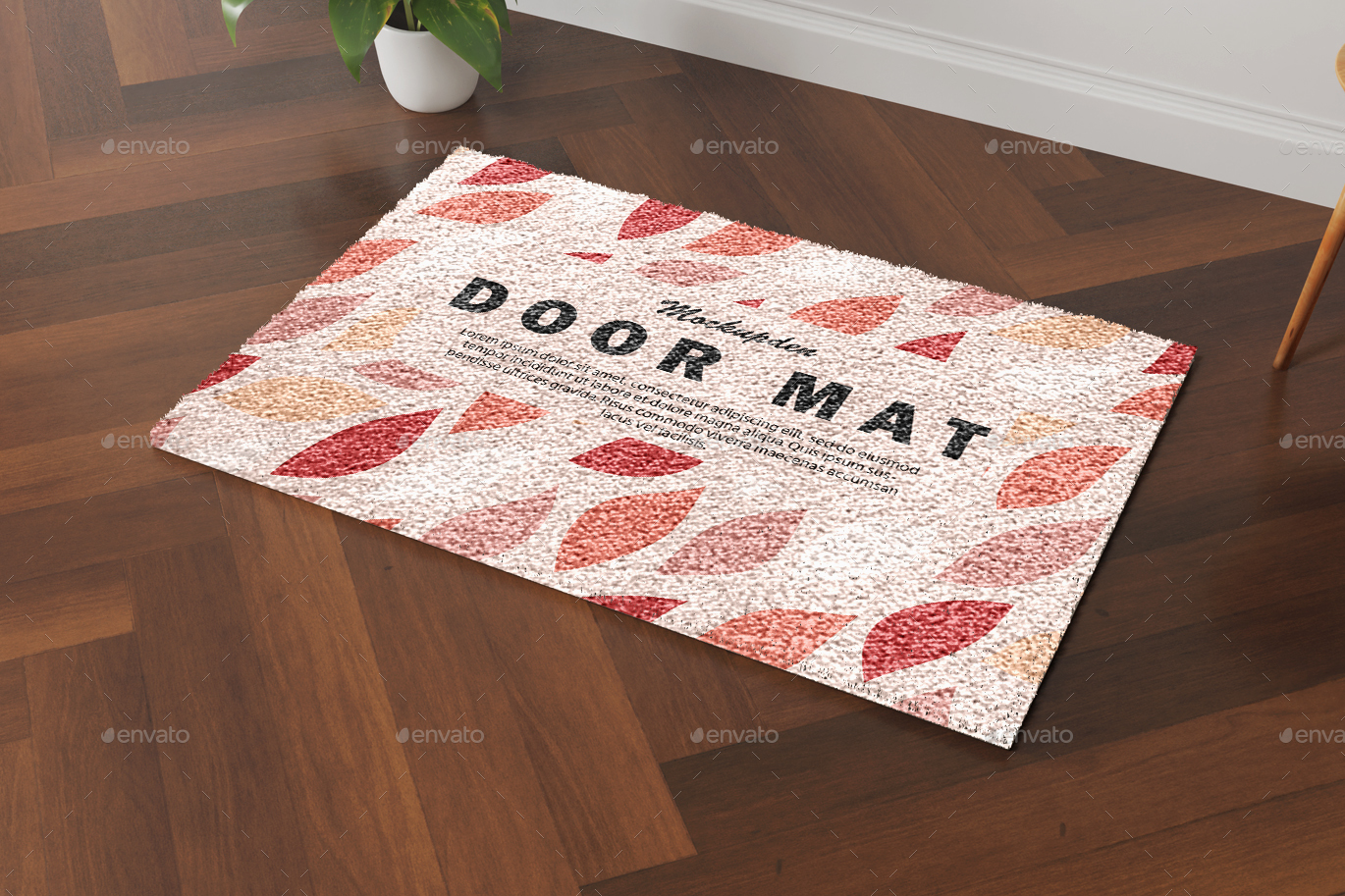 Door Mat Mockup Bundle, Doormat Mock Up Set Flat Lay Download By