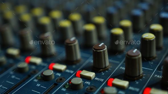 Black Audio Sound Mixer with Sliders Button Stock Image - Image of