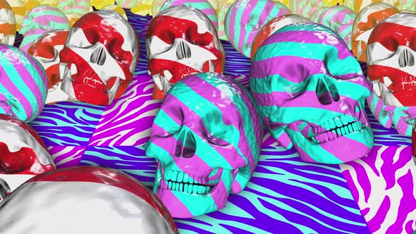 Stripes colorful skulls