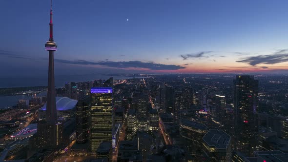 Toronto, Canada, Timelapse  - The financial district of Toronto from day to night