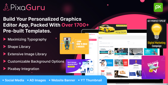 PixaGuru - SAAS Platform to Create Graphics, Images, Social Media Posts, Ads, Banners, Stories & Pre