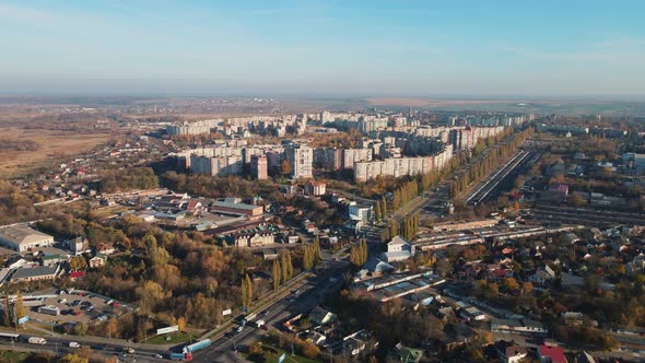 Autumn City Of Rivne Ukraine, Northern District. Aerial Shot