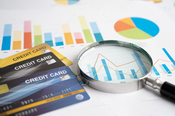 Credit card on graph. Finance development, Banking Account, Statistics, Investment research data - Stock Photo - Images