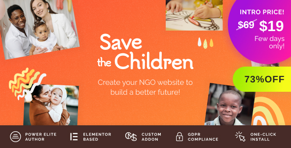 Save the Children – Charity WordPress Theme with Donations
