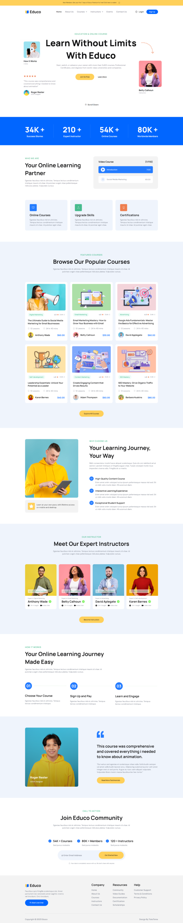 Educo - Education & Online Course Elementor Template Kit by Tokotema