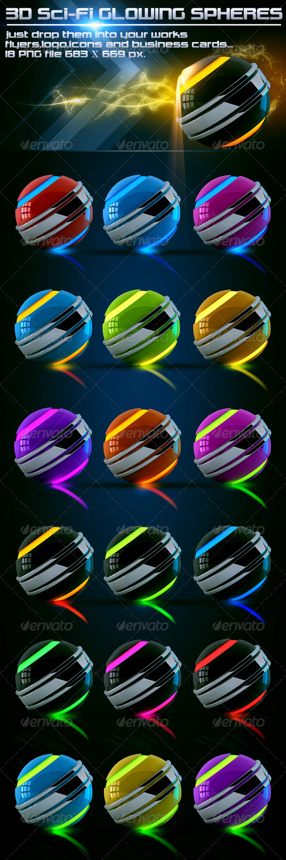 Sci-Fi Glowing Spheres - Objects 3D Renders