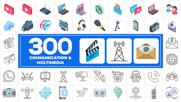 300 Icons Pack - Communication & Multimedia