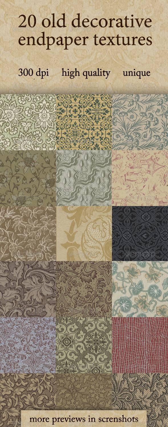 20 Old Decorative Endpaper Textures - Paper Textures