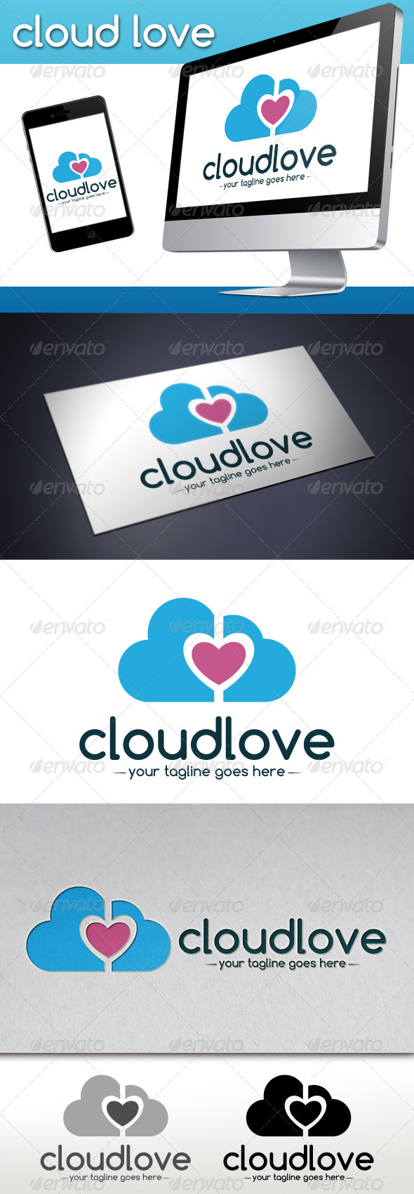 Cloud Love Logo Template - Objects Logo Templates
