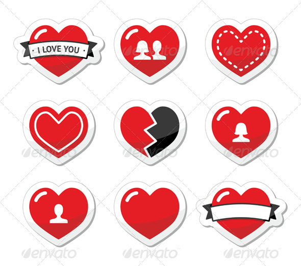 Love hearts labels set for Valentines Day - Valentines Seasons/Holidays
