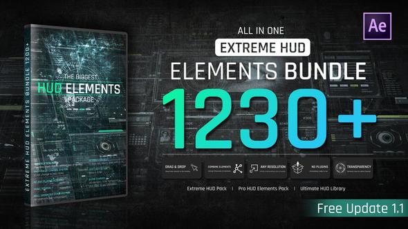 Extreme HUD Elements Bundle 1200+ Elements template preview