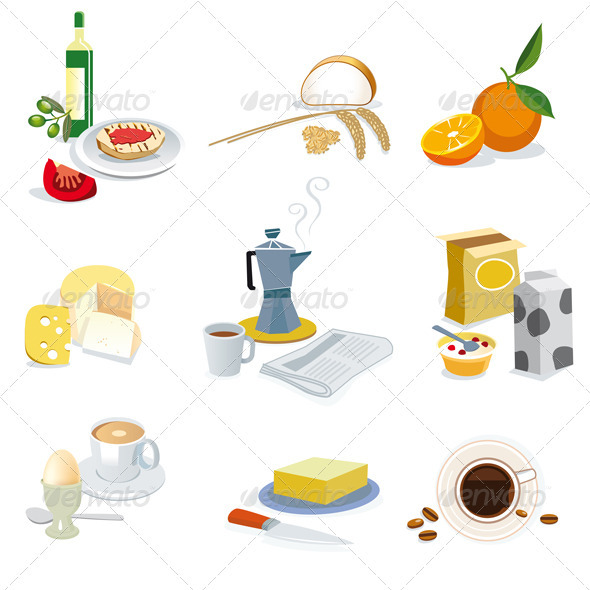 Breakfast Ingredients - Characters Vectors