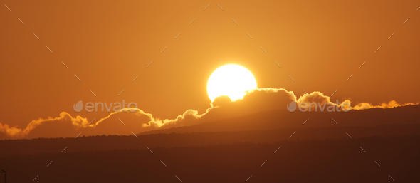 Big Sun on sunset. - Stock Photo - Images