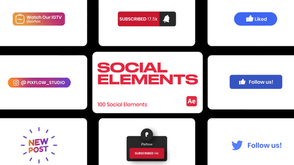 Social Elements for After Effects Elements template preview