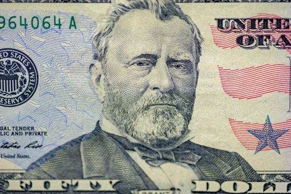 Portrait of US president Ulysses Simpson Grant on 50 dollars