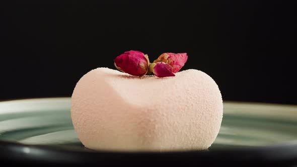 Mousse Pink Cake Creamy Dessert Closeup alt