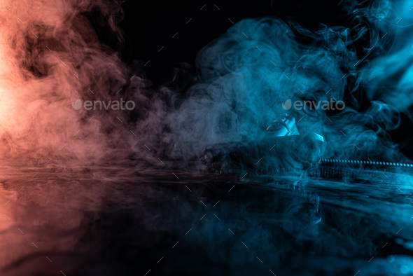 steam clean black and neon light concept