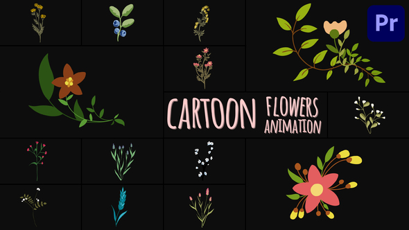 Cartoon Flowers Animations for Premiere Pro