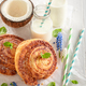 Delicious coconut rolls with powdered sugar. Popular Swedish dessert. - PhotoDune Item for Sale