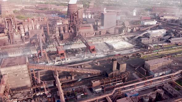 Huge massive chemical factory smoking in the air. Smoke exhausts and pollution. heavy industry plant alt