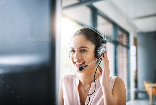 Shes more than happy to help - Stock Photo - Images