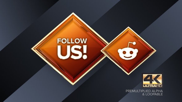 Reddit Follow Us! Rotating Sign 4K Looping Design Element alt