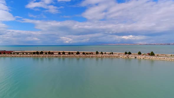 Turquoise Lake Aerial View. alt