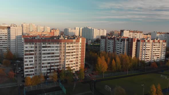 16 Microdistrict of City of Zelenograd in the Evening in Moscow Russia