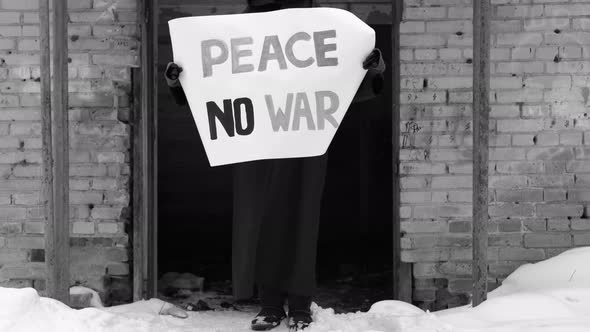 Grim Reaper Holding Banner Against War alt