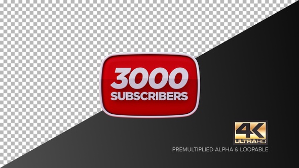 Set 5-2 Youtube 3000 Subscribers Count Animation 4K RES