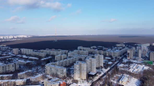 Aerial Kharkiv city center, Pavlove Pole districts