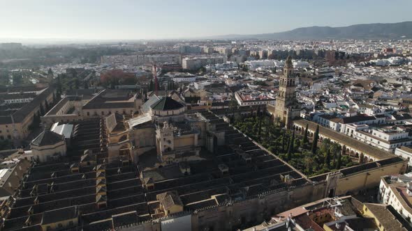 Stately historical Great Mosque (Mezquita) in Cordoba, Spain; aerial