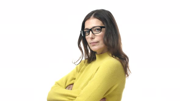 Slowmotion Adult Middleaged Woman in Glasses Wife Acting Silly and Moody Pouting Turnaway From alt