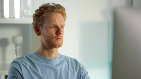 Developer Working Computer Home Office Closeup alt