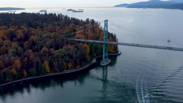 Lions Gate Bridge Looking To Stanley Park