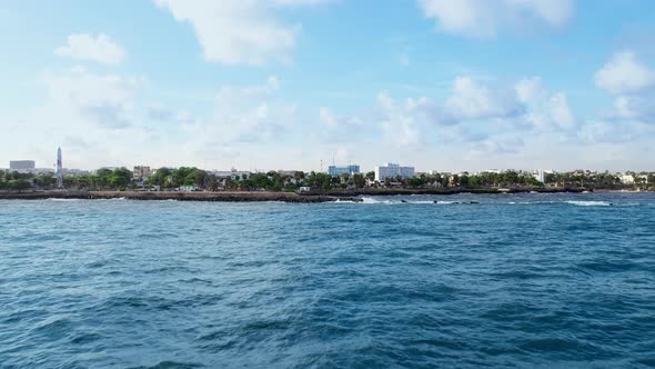 Beautiful cityscape on the shores of the blue Caribbean Sea. Santo Domingo Dominican Republic.