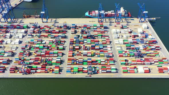 Container ship in import export and business logistic, By crane, Trade Port, Shipping cargo to harbo alt