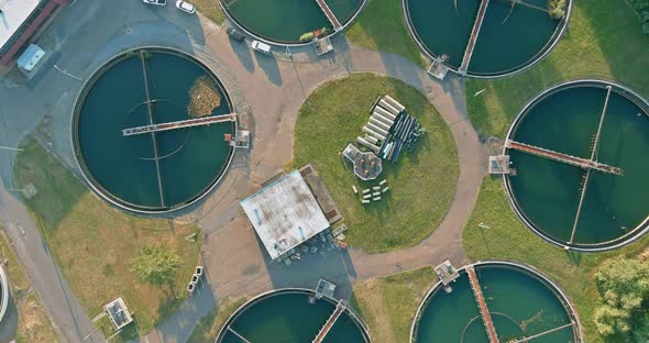 Aerial View of Sewage Treatment Plant Industrial of Water Treatment alt