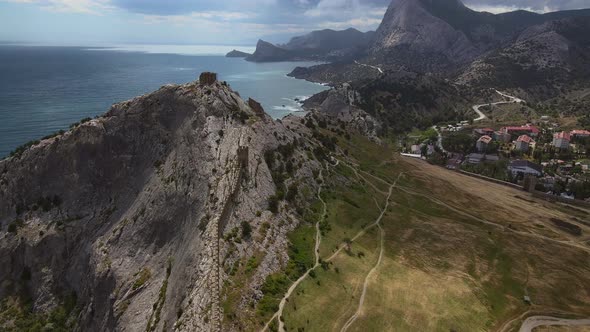 Beautiful Ruins of the Sudak Fortress and Mount Fortress on the Black Sea Coast alt
