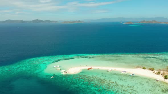 Tropical Island with Sandy Beach, Philippines, Palawan, Stock Footage