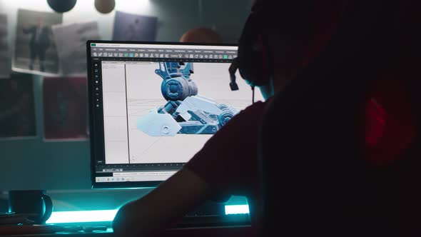 Teenager Creating 3D Model for Videogame alt