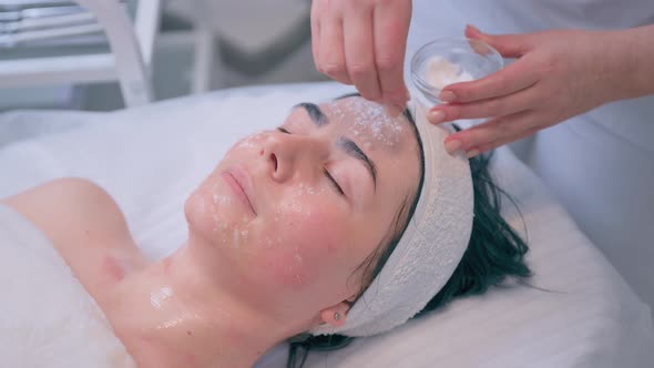 Professional Beautician Woman Doing Carboxytherapy on Female Face