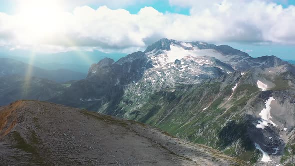 Aerial View From Oshten Peak of Stunning Majestic Nature of Caucasus To Mountain Fisht , Covered alt