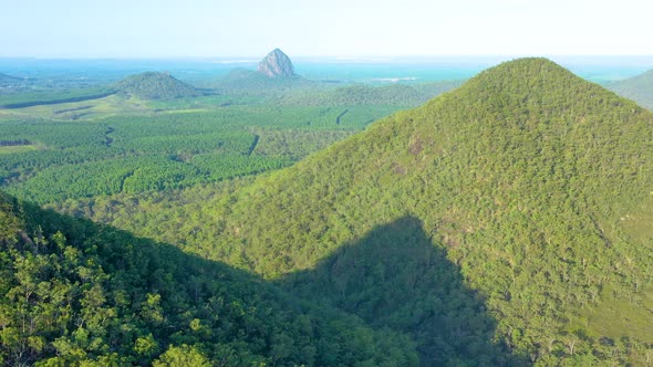 Aerial view of the Glass House Mountains, Queensland, Australia. alt