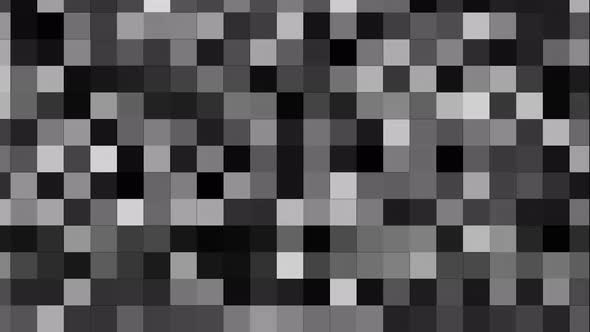 Pixelated digital screen texture with a monochromatic random changing pattern. 3d rendering