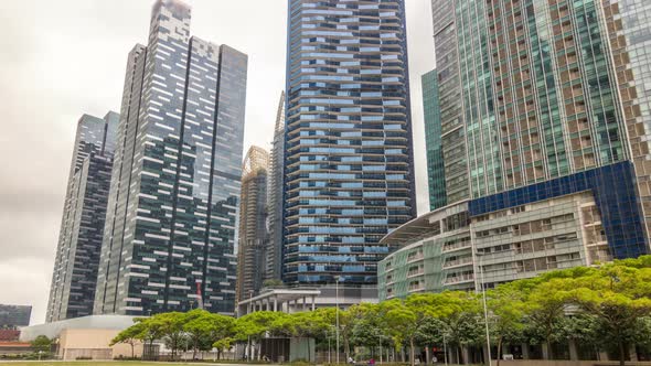 Downtown Skyscrapers Office Buildings of Modern Megalopolis Timelapse Hyperlapse alt
