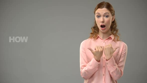 Deaf Language Teacher Saying My Name Is in Sign Language Text on Background Deaf alt