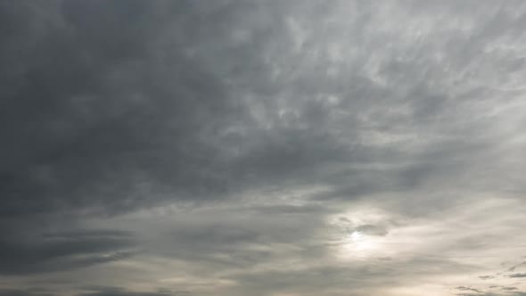 Time Lapse of Majestic Cloudy Sky with Sun Over Horizon. No Birds, No Flicker.