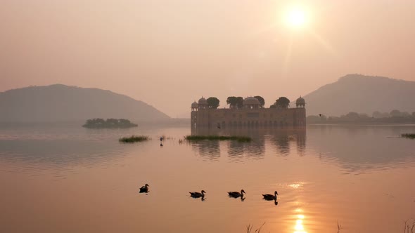 Tranquil Morning at Jal Mahal Water Palace at Sunrise in Jaipur, Rajasthan, India alt