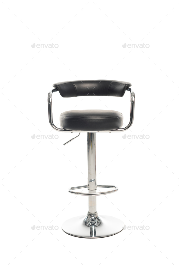 Modern black bar stool isolated on white